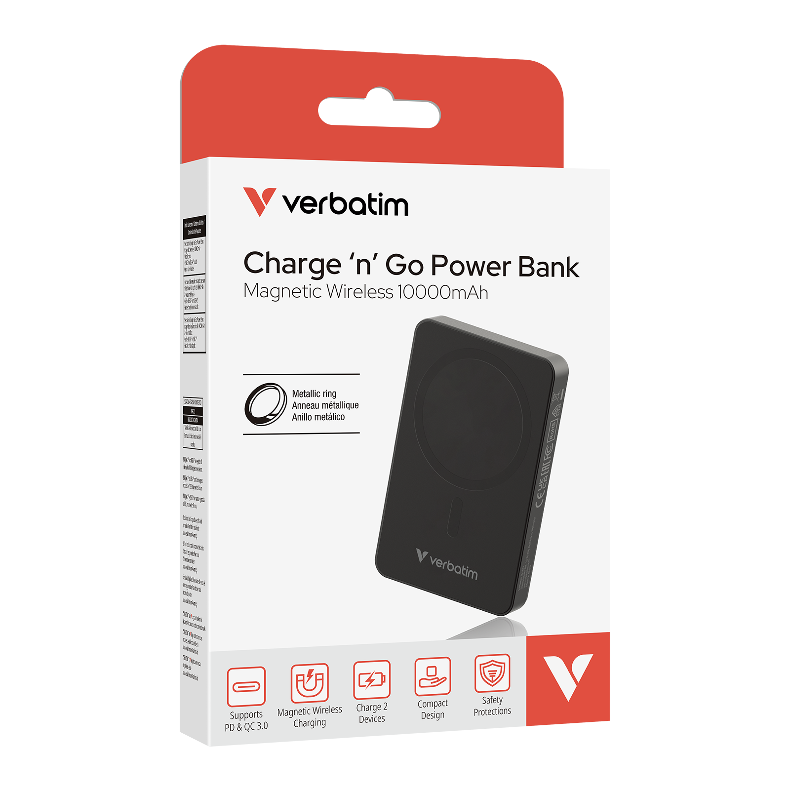 Verbatim Charge n Go Essentials 10000 mAh Kabelloses Aufladen Schwarz