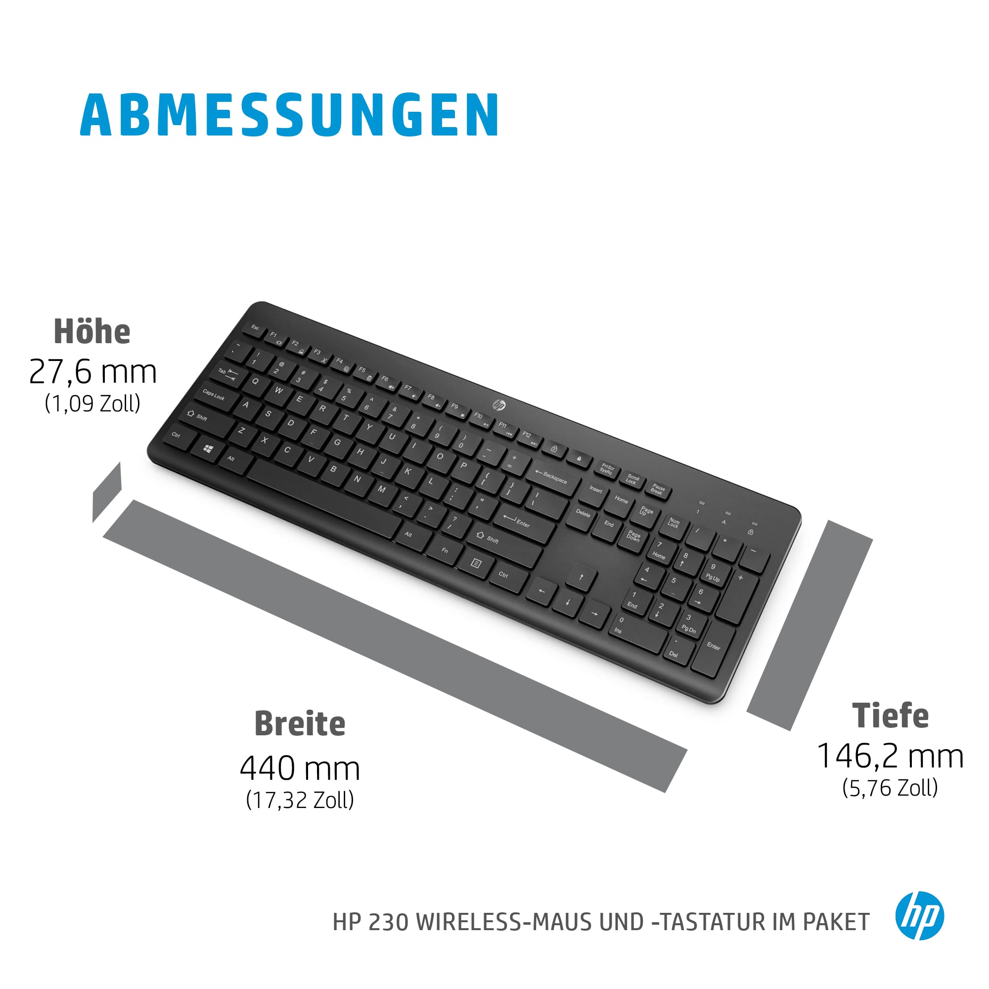HP 230 Wireless Mouse and Keyboard Combo White (P)