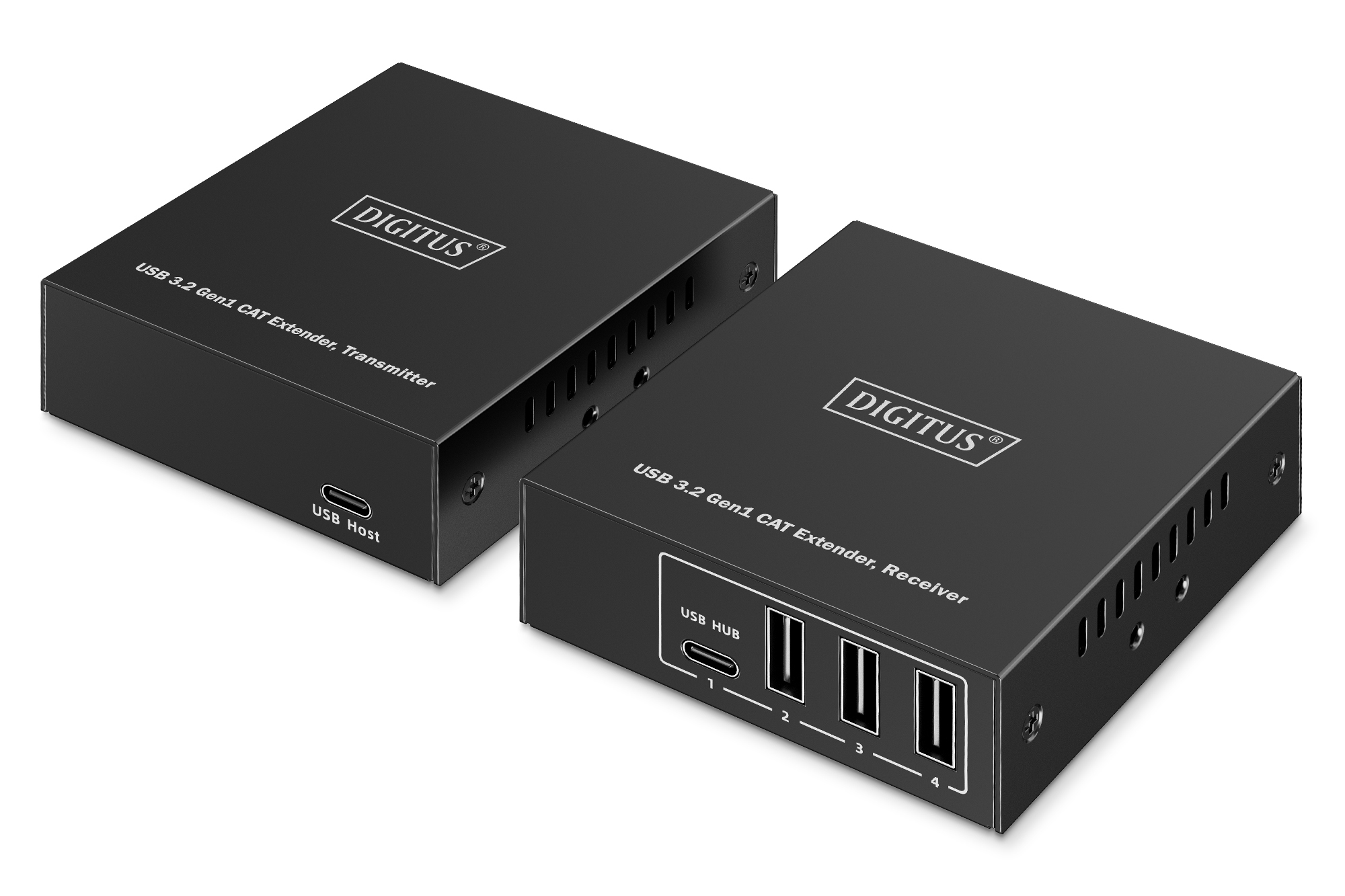 DIGITUS USB Extender 3xUSB-A 1xUSB-C mit CAT-Kabel schwarz
