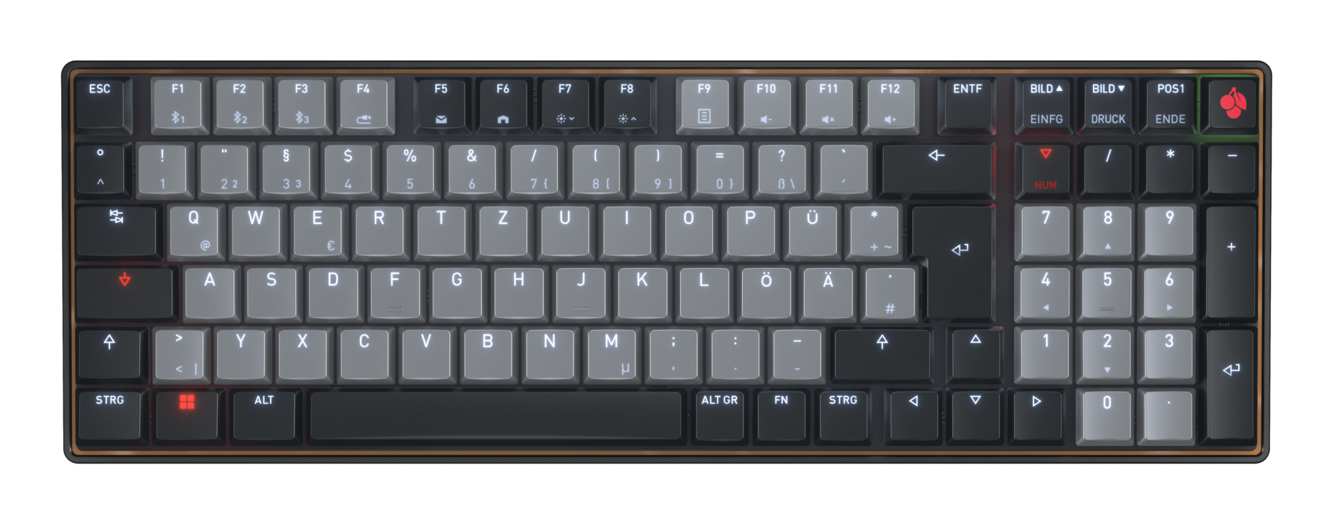 CHERRY KW550 MX LP Wireless Tastatur DE MX rot TKL 96% sw