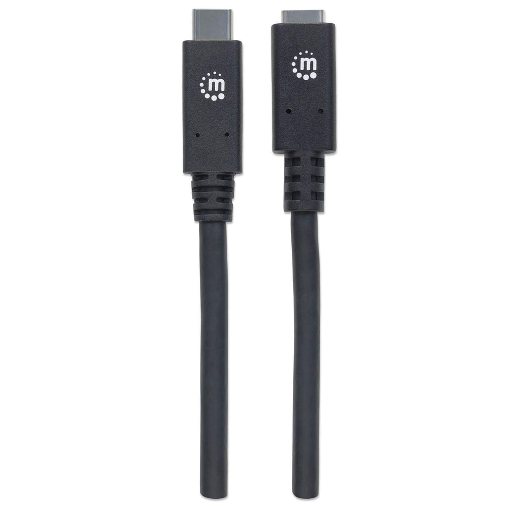 MANHATTAN 3.1 USB-C Verlaengerungskabel 0,5m SuperSpeed+ USB 3.1 Gen2 Typ C-Stecker auf Typ C-Buchse 10 Gbit/s 5 A schwarz