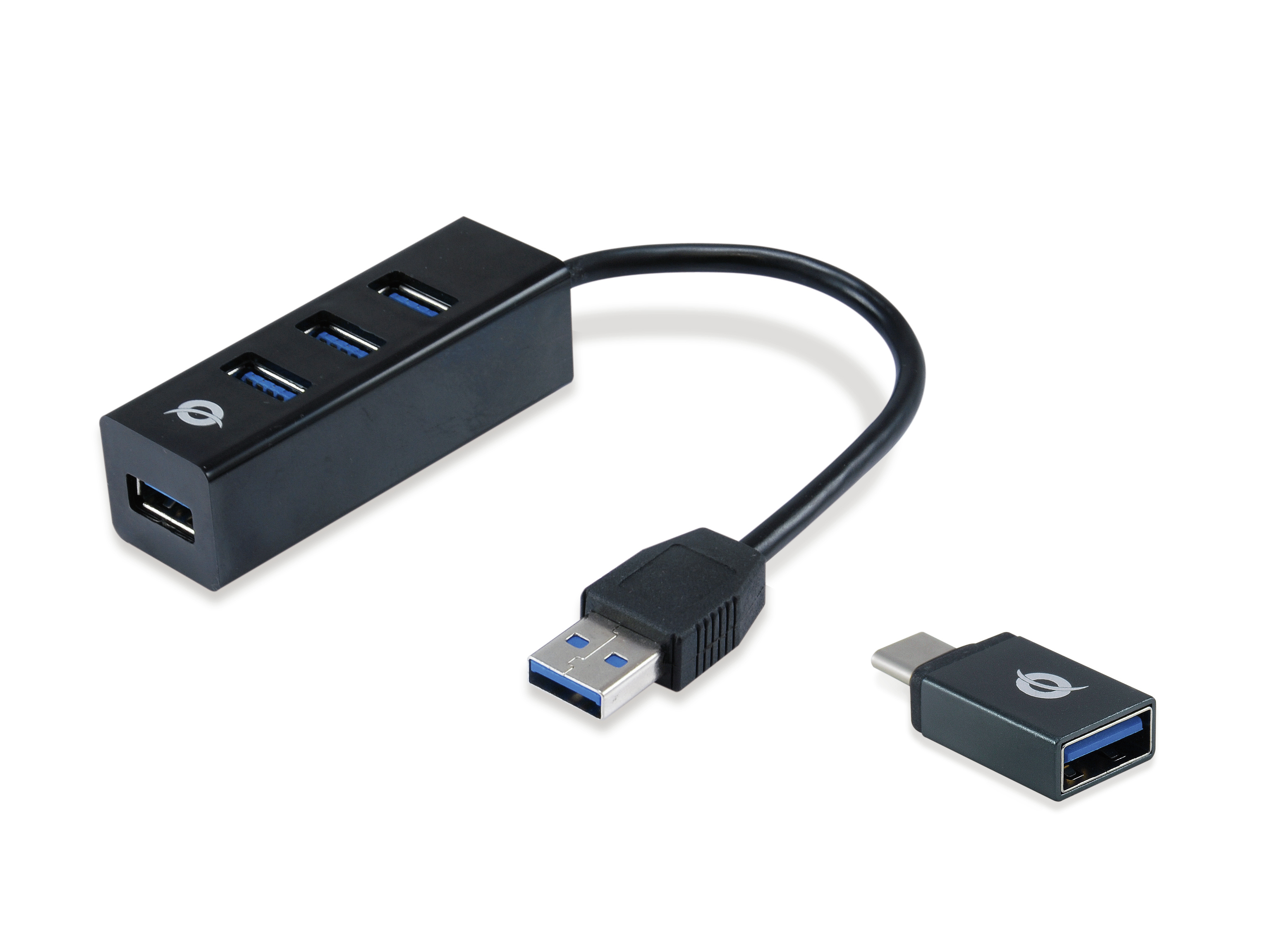 CONCEPTRONIC 4-Port Hub USB-A3.0/-C Adap.->4xA3.0 o.Netz. sw