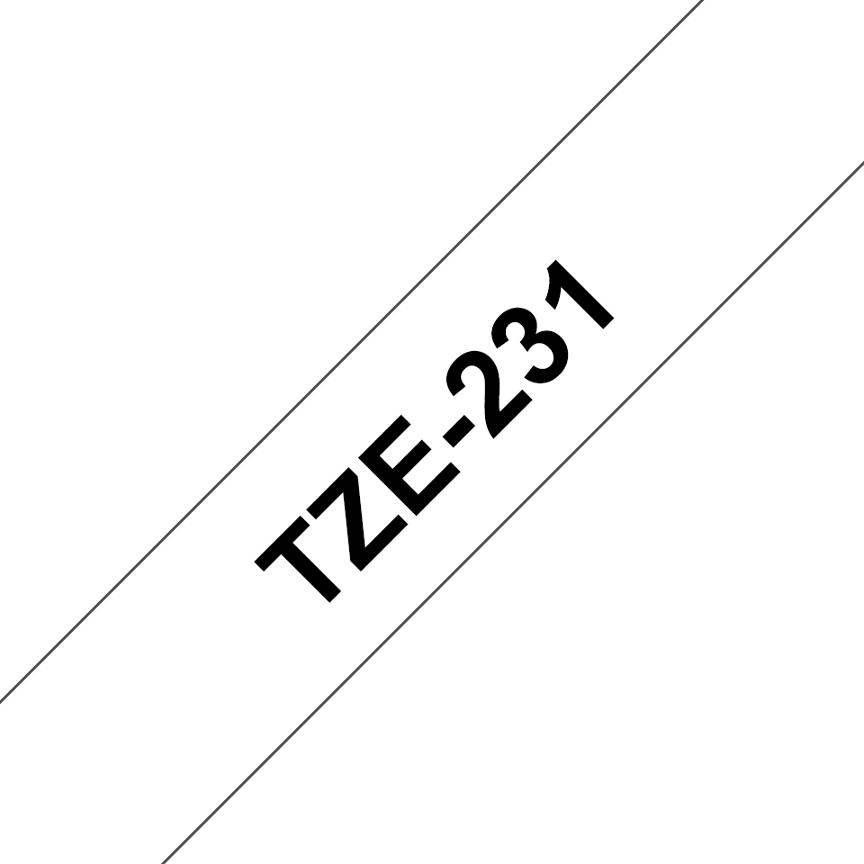TZE-231 LAMINATED TAPE 12MM 8M BLACK ON WHITE