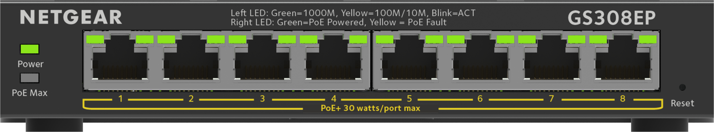 NETGEAR Plus Switch 8-port 10/100/1000 GS308EP-100PES