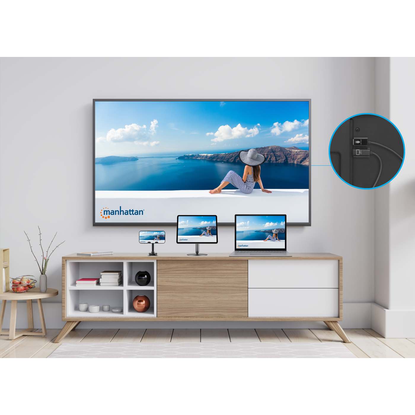 MANHATTAN 1080p Wireless HDMI-Display-Präsentationsset 2-teiliges Set mit HDMI-Empfänger und USB-C Sender-Dongle