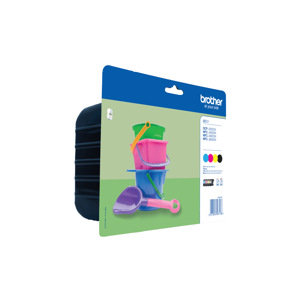brother LC-221BK/C/M/Y schwarz, cyan, magenta, gelb Druckerpatronen, 4er-Set