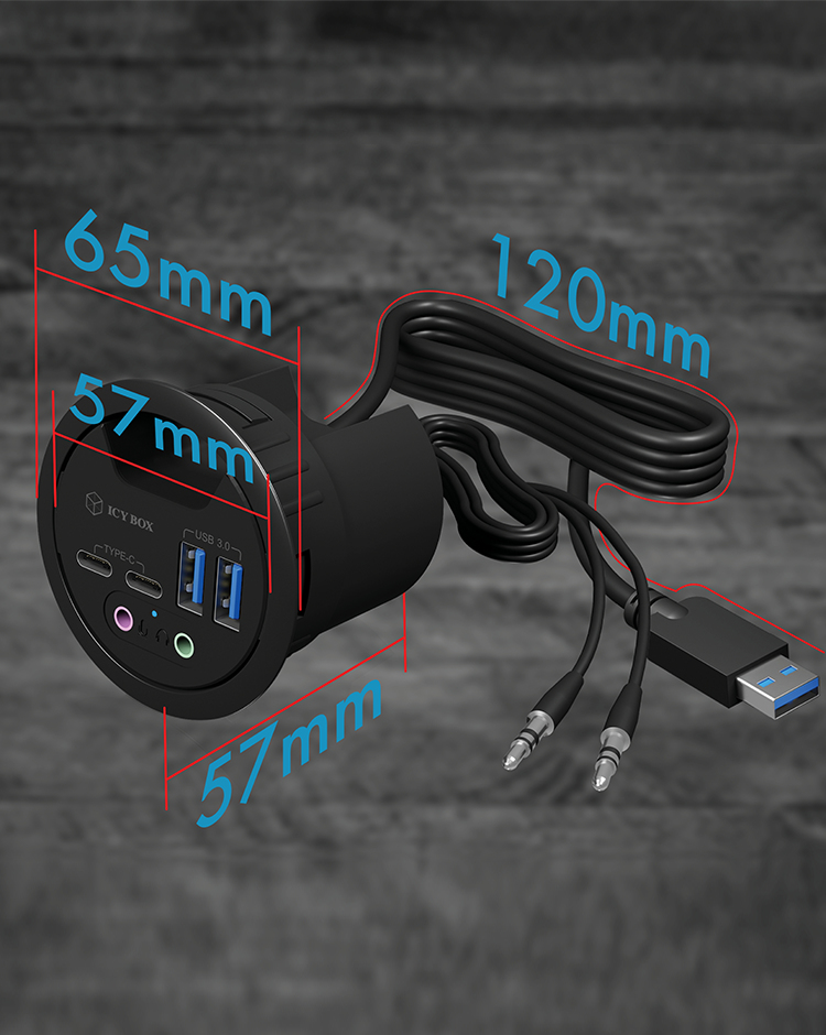 Hub 4-Port IcyBox USB 3.0 IB-HUB1403B Tischeinbau