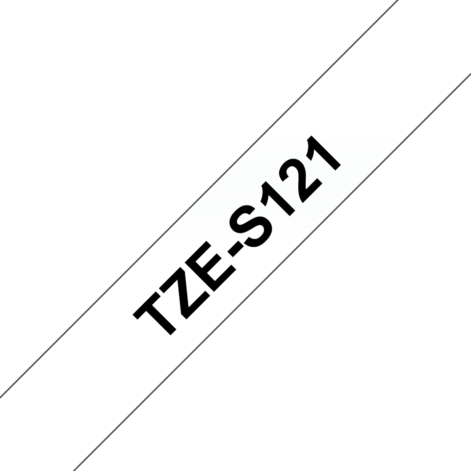 TZE-S121 LAMINATED TAPE 9MM 8M BLACK ON CLEAR EXTRA-STRONG