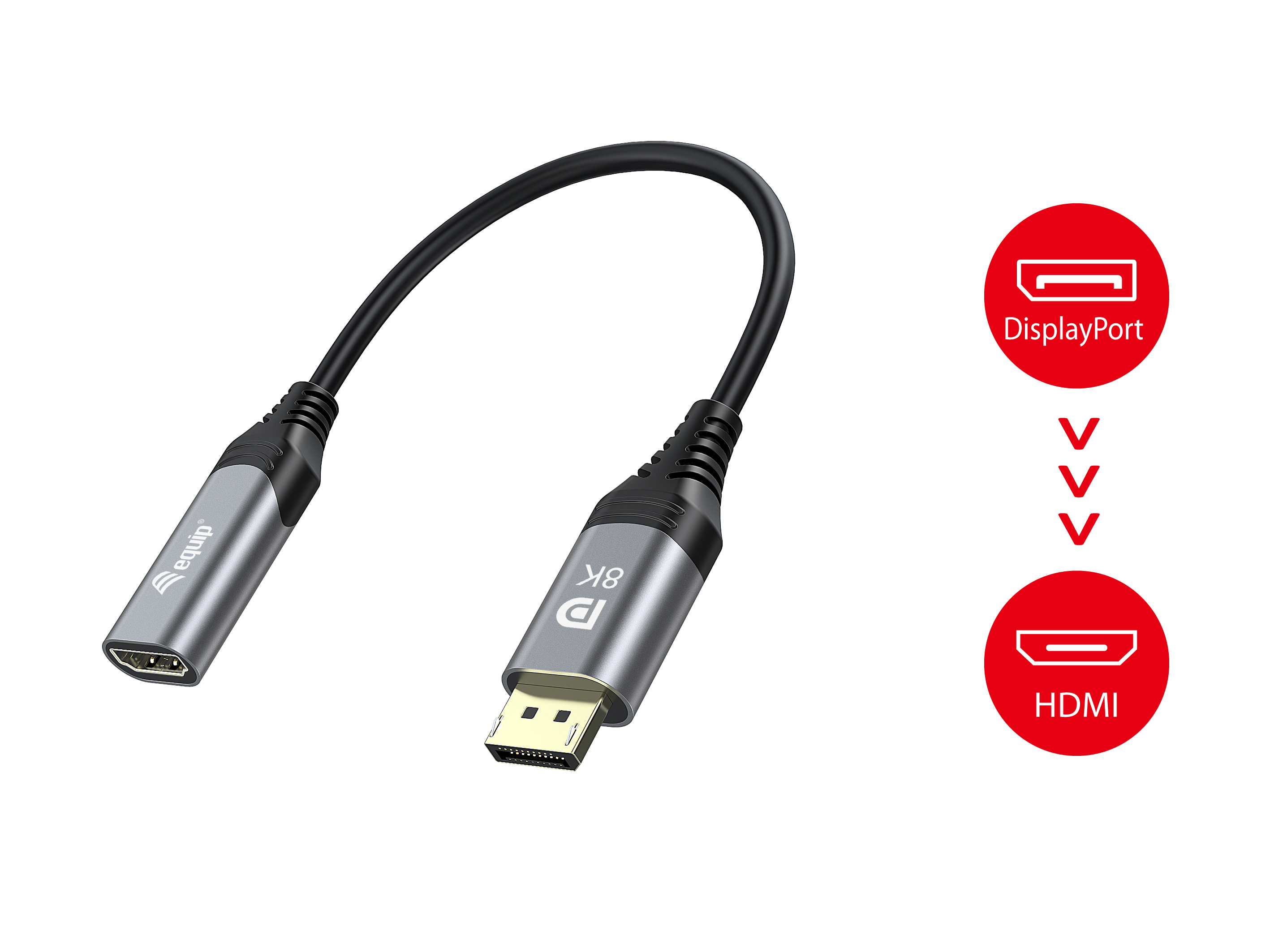 Equip 1.4 DisplayPort->HDMI 8K/ 60Hz St/Bu 0.15m gr