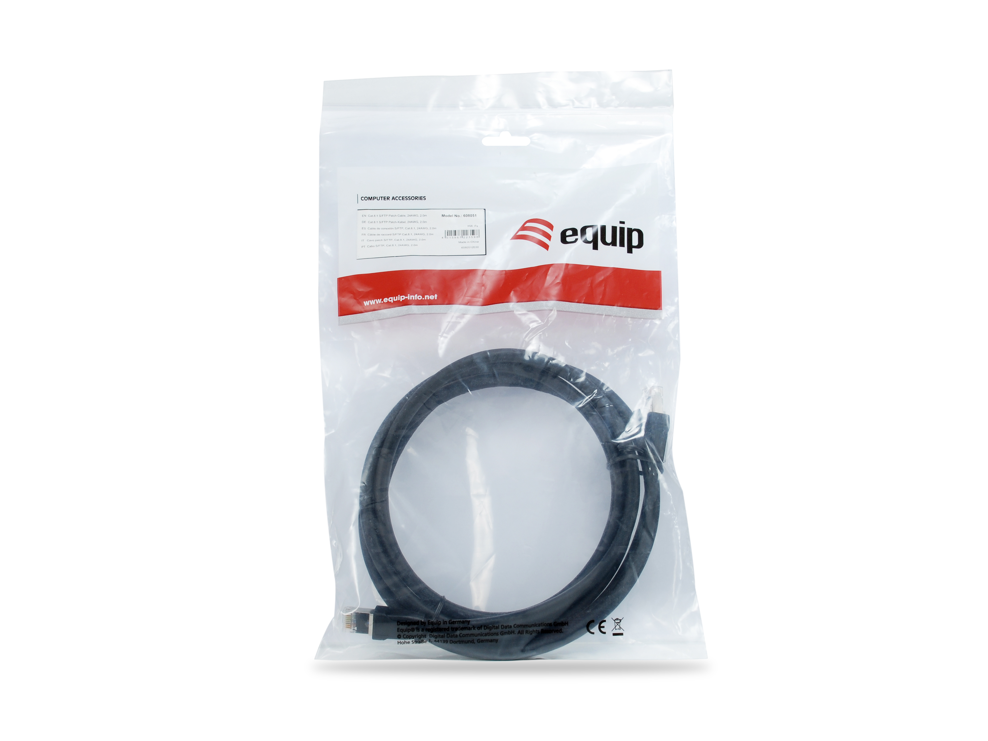 Equip Patchkabel Cat8.1 S/FTP 2xRJ45 0.50m schwarz LSZH Polybeutel