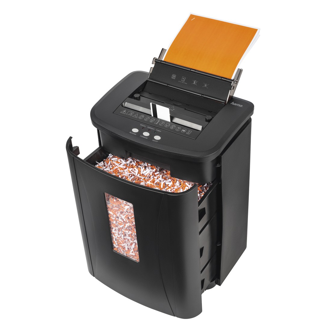 hama Premium AutoM120 Aktenvernichter mit Partikelschnitt P-4, 4 x 20 mm, bis 120 Blatt, schwarz