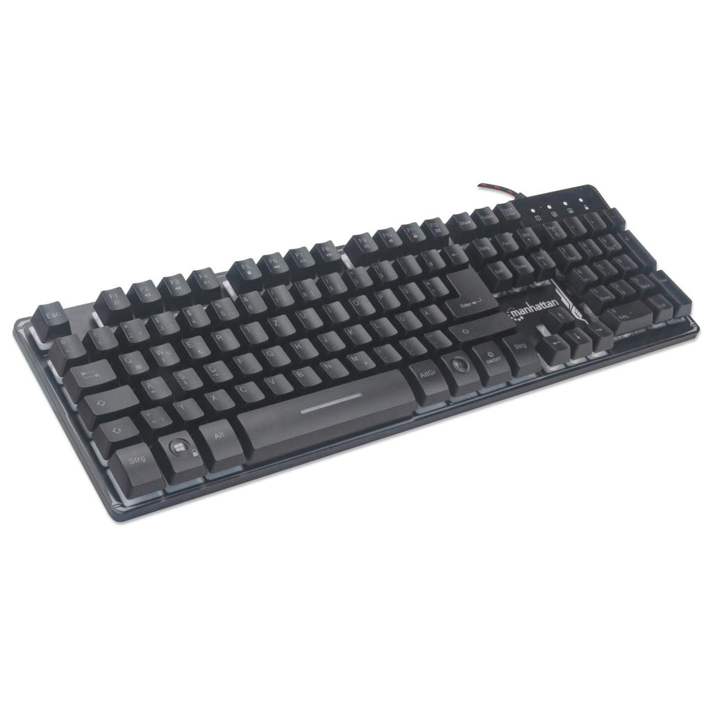 MANHATTAN USB-Gaming-Tastatur mit LEDs und Metallunterseite