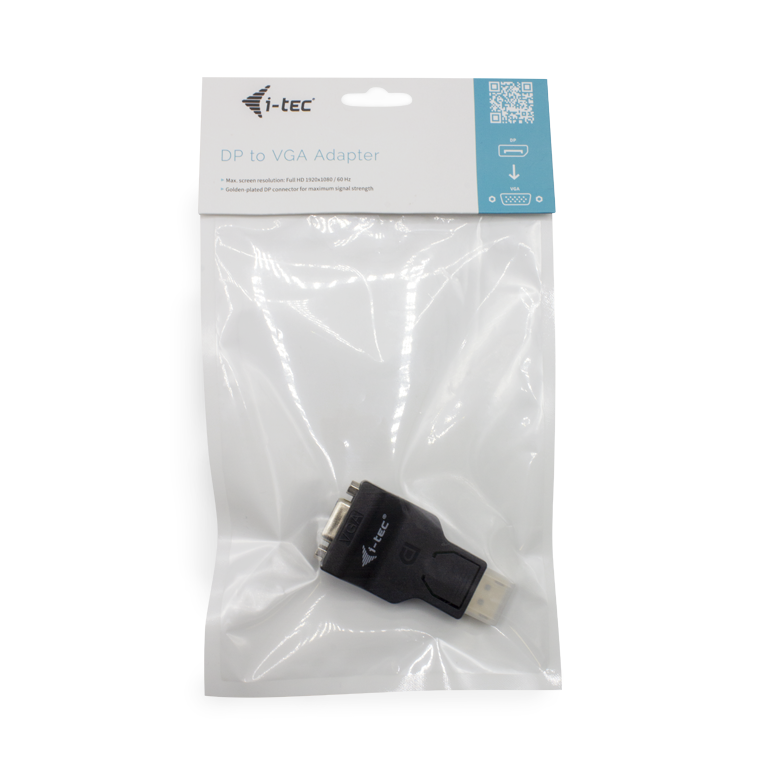 I-TEC Adapter DisplayPort zu VGA Aufloesung Full-HD 1920x1080/60 Hz vergoldeter DP-Stecker