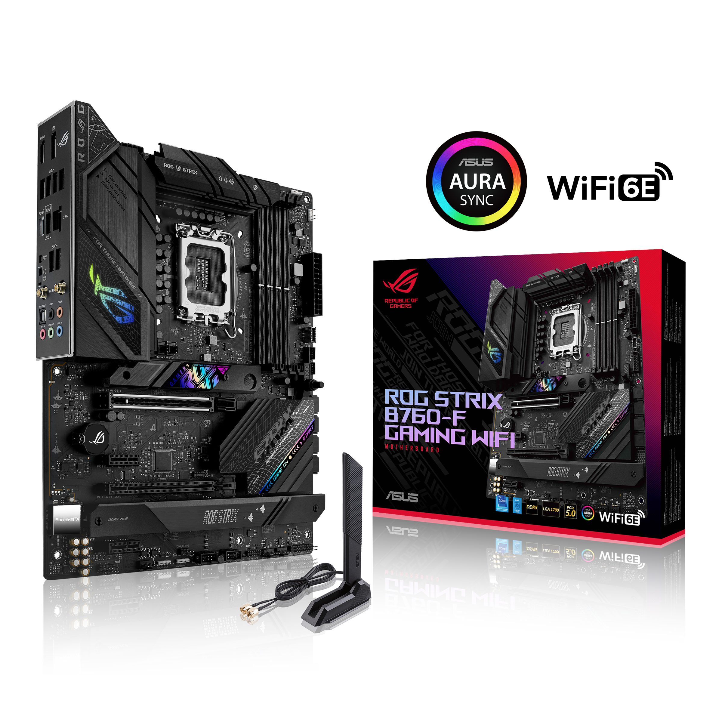 ASUS ROG STRIX B760-F GAMING WIFI LGA 1700 4xDDR5 ATX 4xSATA MB 1xHDMI 2.1 1xDP 1.4 3xM.2