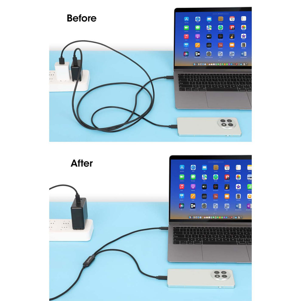MANHATTAN Dual USB-C Ladekabel 100 W 2 m schwarz