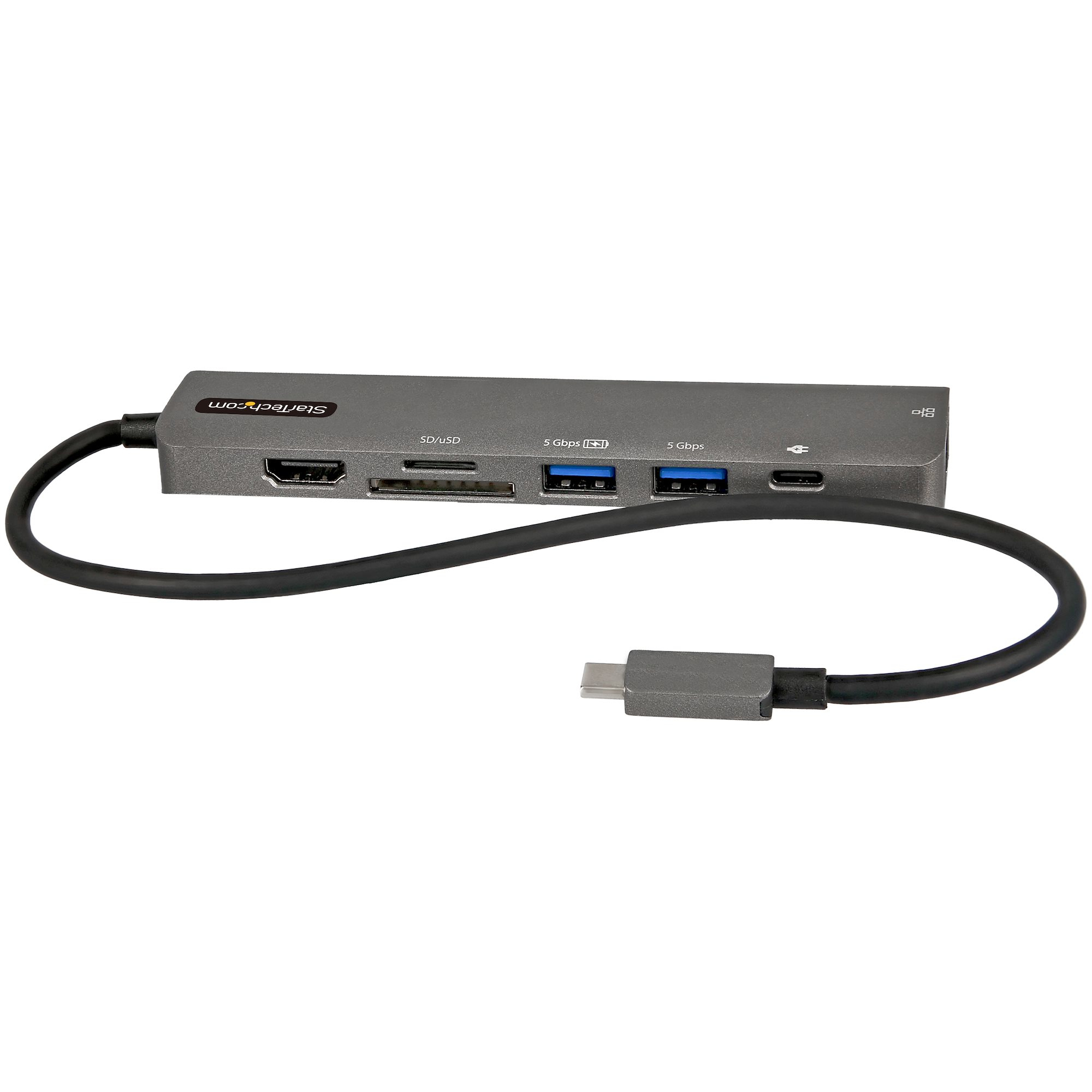 STARTECH.COM USB-C Multiport Adapter USB-C to 4K 60Hz HDMI 2.0 100W PD Pass-through SD GbE USB-C Mini Dock 30cm cable