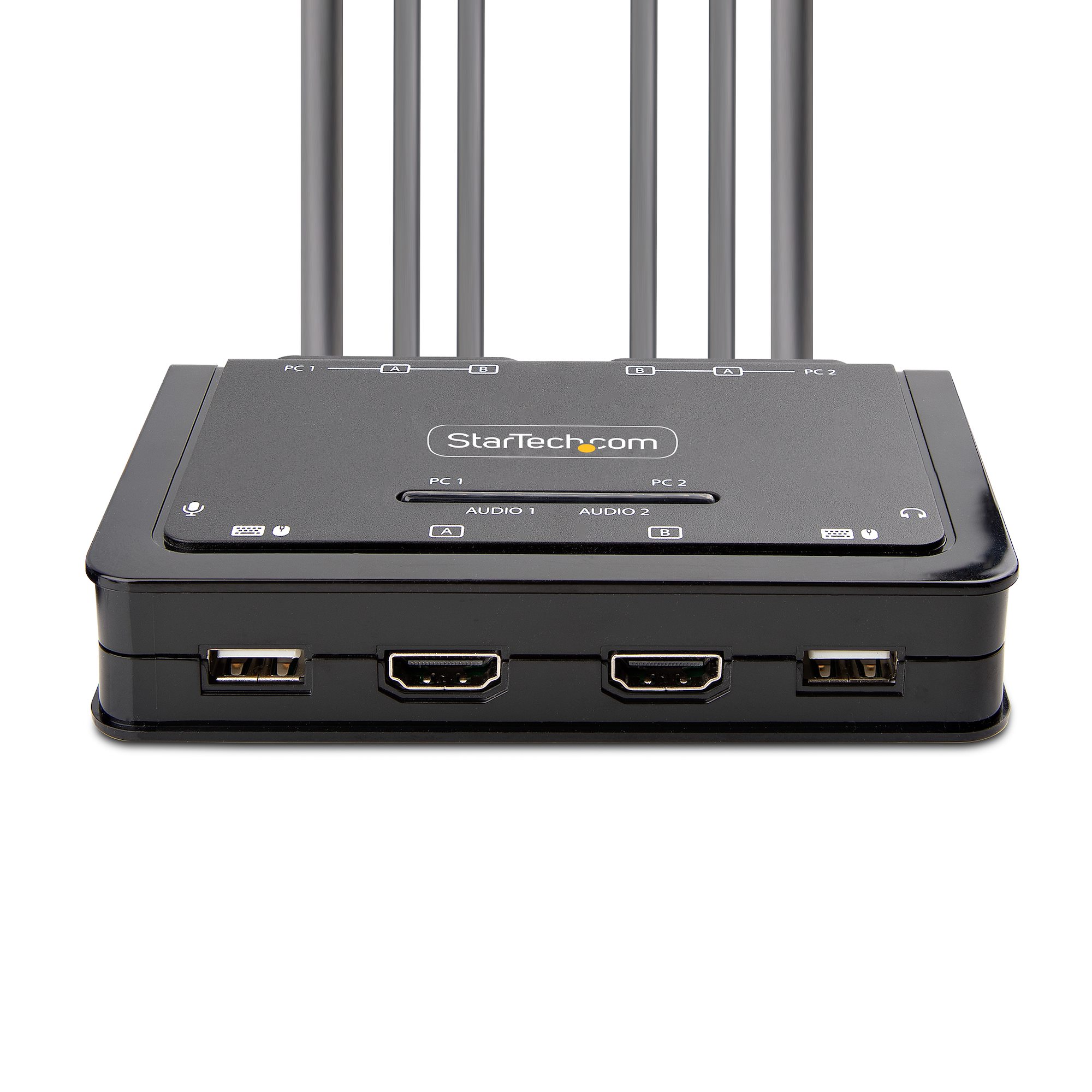 STARTECH.COM 2-Port Dual Monitor HDMI KVM Switch 4K 60Hz KVM mit 1,5m Integrierten Kabeln USB-A/HDMI/Audio HDMI KVM Switch
