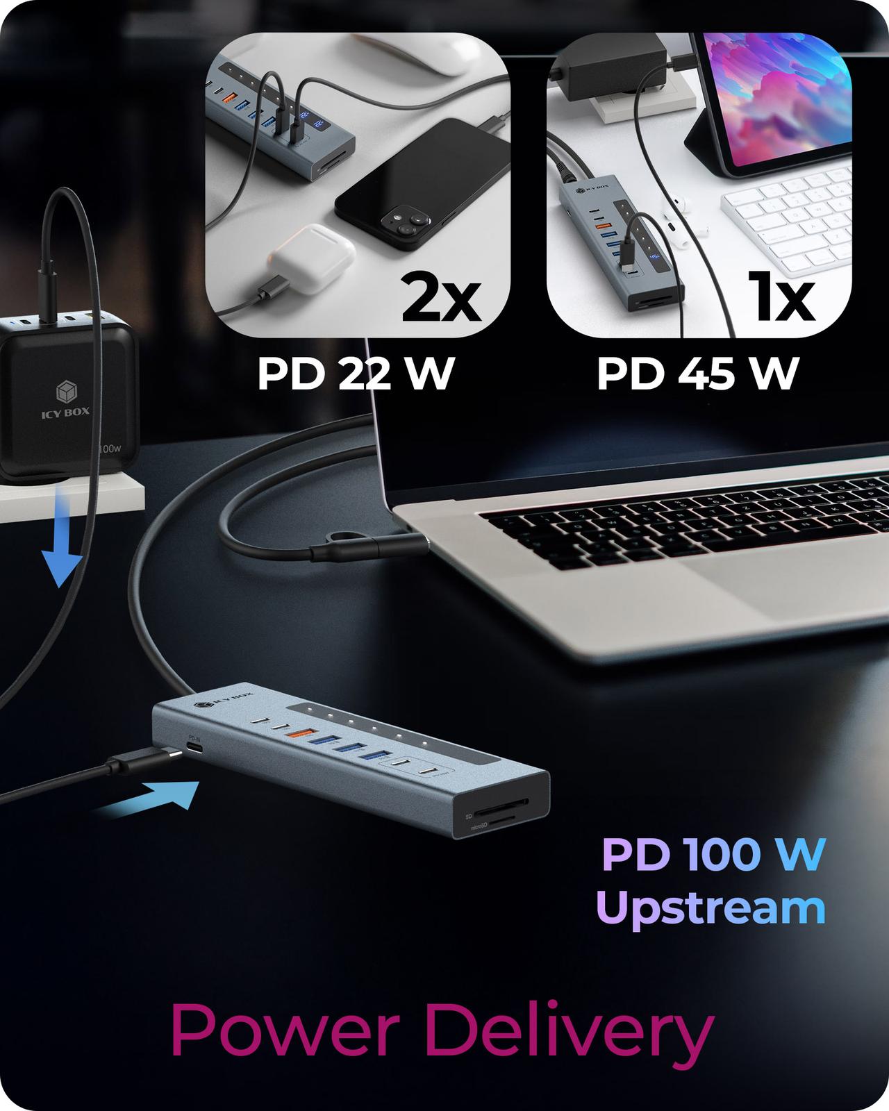 Hub 11-in-1 Hub IcyBox USB 3.2 mit Type-C & Kartenleser