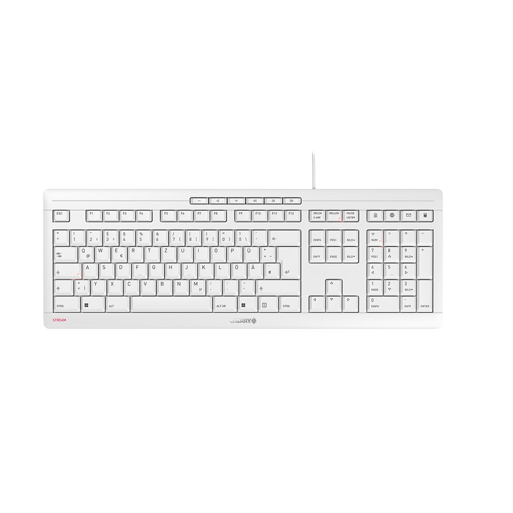 CHERRY STREAM Tastatur Wired DE 1.80m weiß/grau