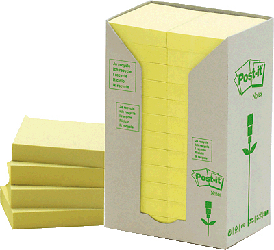 Post-it® Recycling Notes Haftnotizen 653-1T gelb, 24 Blöcke