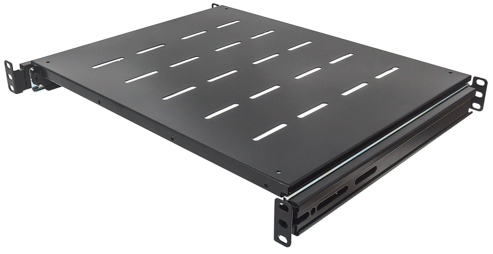 INTELLINET 48,3cm 19 Zoll Fachboden ausziehbar 1 HE 600mm tief 350mm Ablageflaeche schwarz