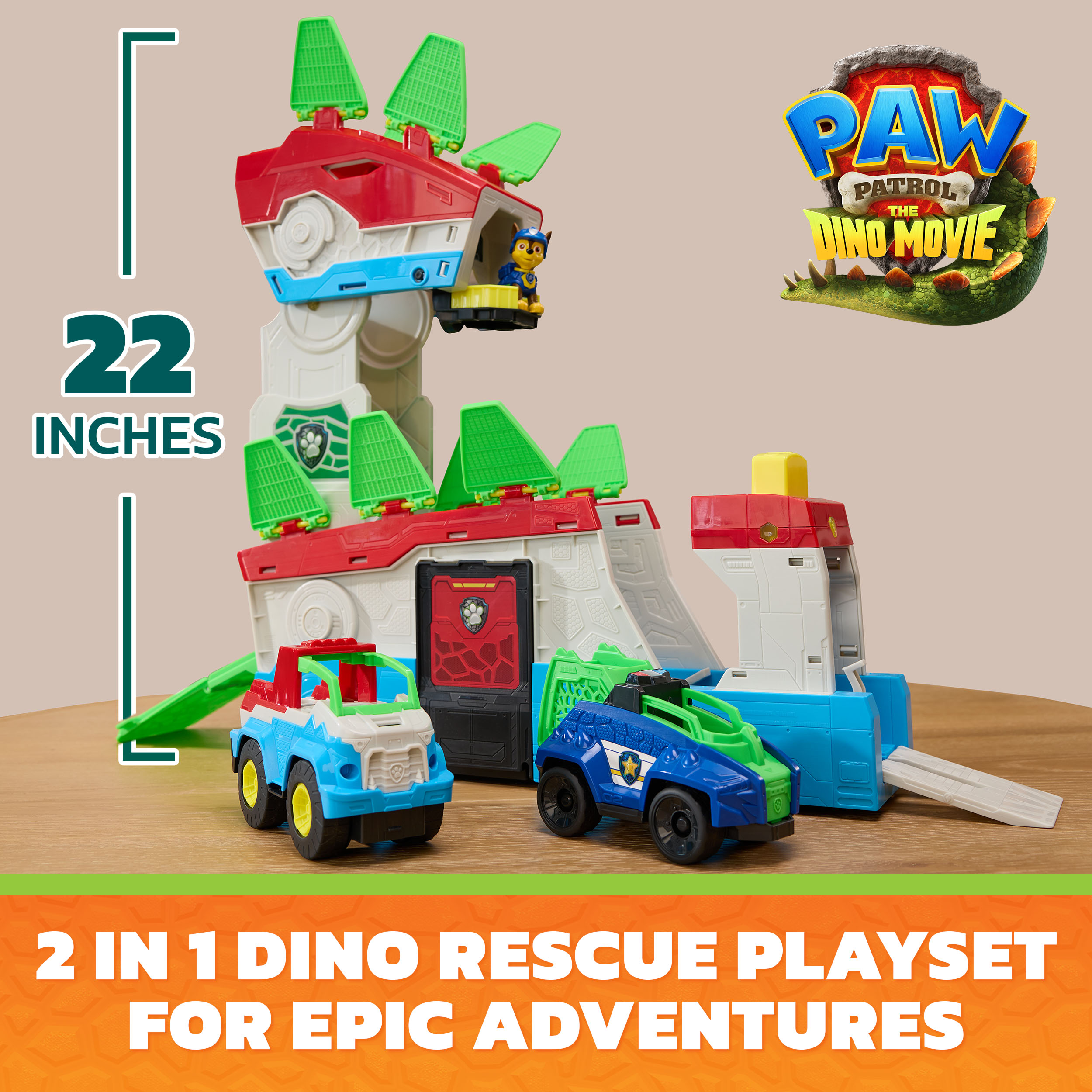 Paw Patrol: Der Dino Film - 2-in-1 Mobiles Dino-Hauptquartier, Spielgebäude