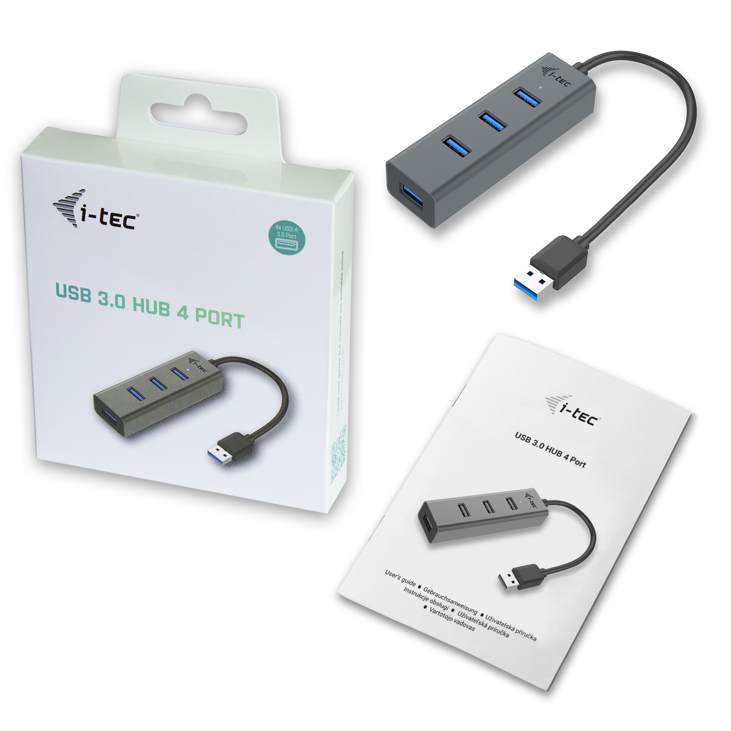 I-TEC USB 3.0 METAL 4-PORT HUB PASSIVE 4XUSB 3.0 SPACE GREY