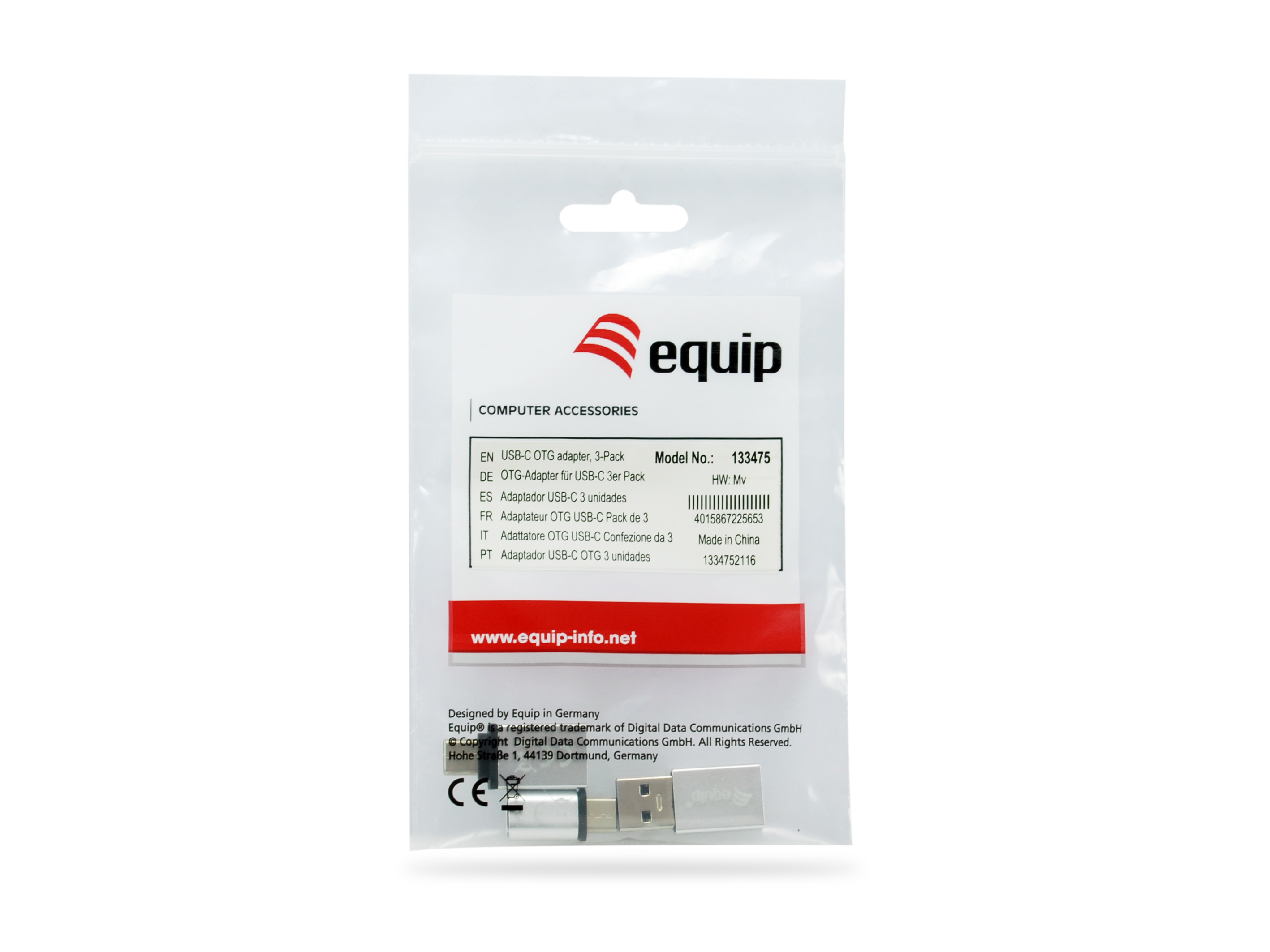 Equip Adapter USB-C->USB-A/-B/USB-A->USB-C 3Stk Alu.