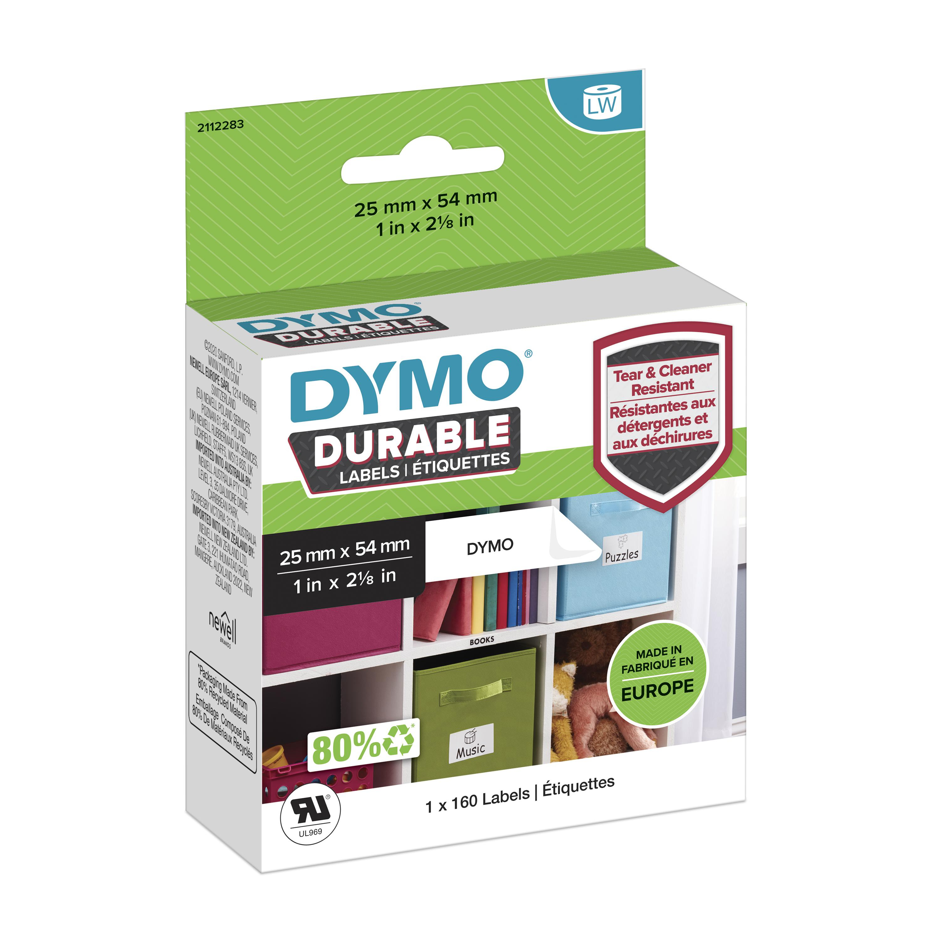 DYMO Etikettenrolle für Etikettendrucker 1976411 weiß, 25,0 x 54,0 mm, 1 x 160 Etiketten