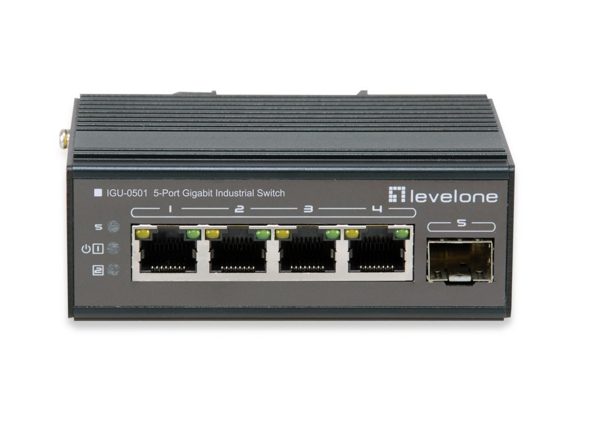 LevelOne Industr.Switch 4xGE/1xGSFP+DIN unmanaged Metall