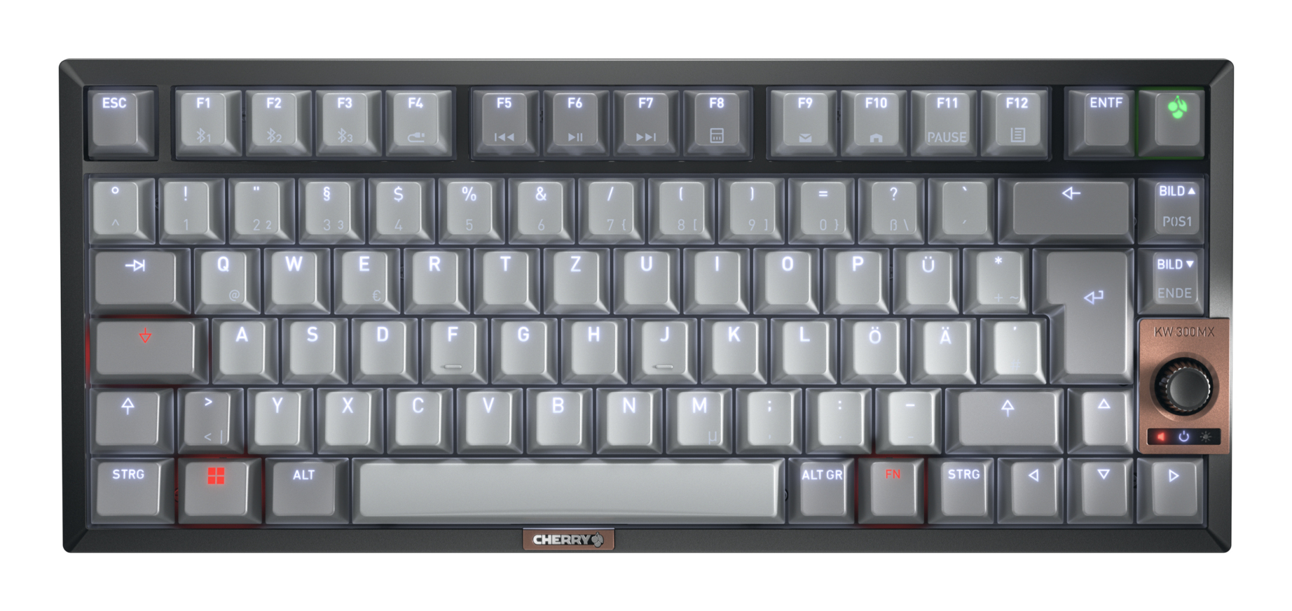 CHERRY KW300 MX Wireless Tastatur RGB DE MX braun TKL 75% sw