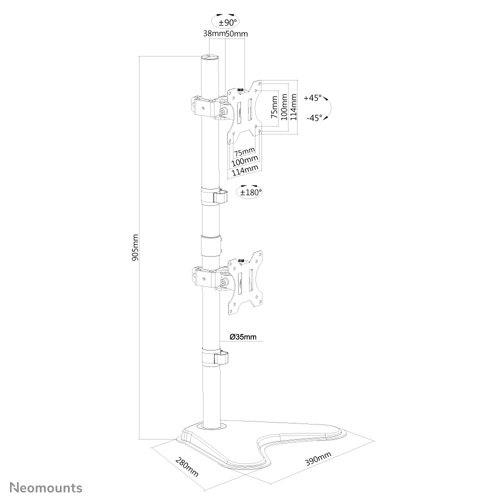 NEOMOUNTS FPMA-D550DDVBLACK Flat Screen Desk Mount stand 10-32Zoll