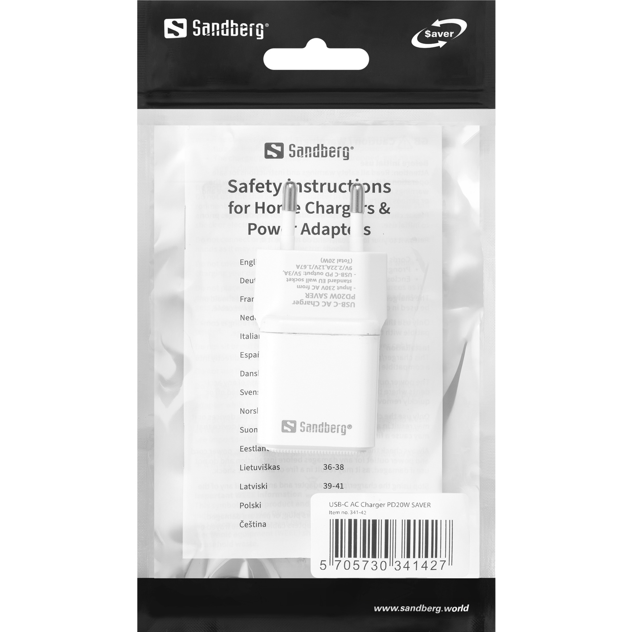 SANDBERG USB-C AC Charger PD20W SAVER