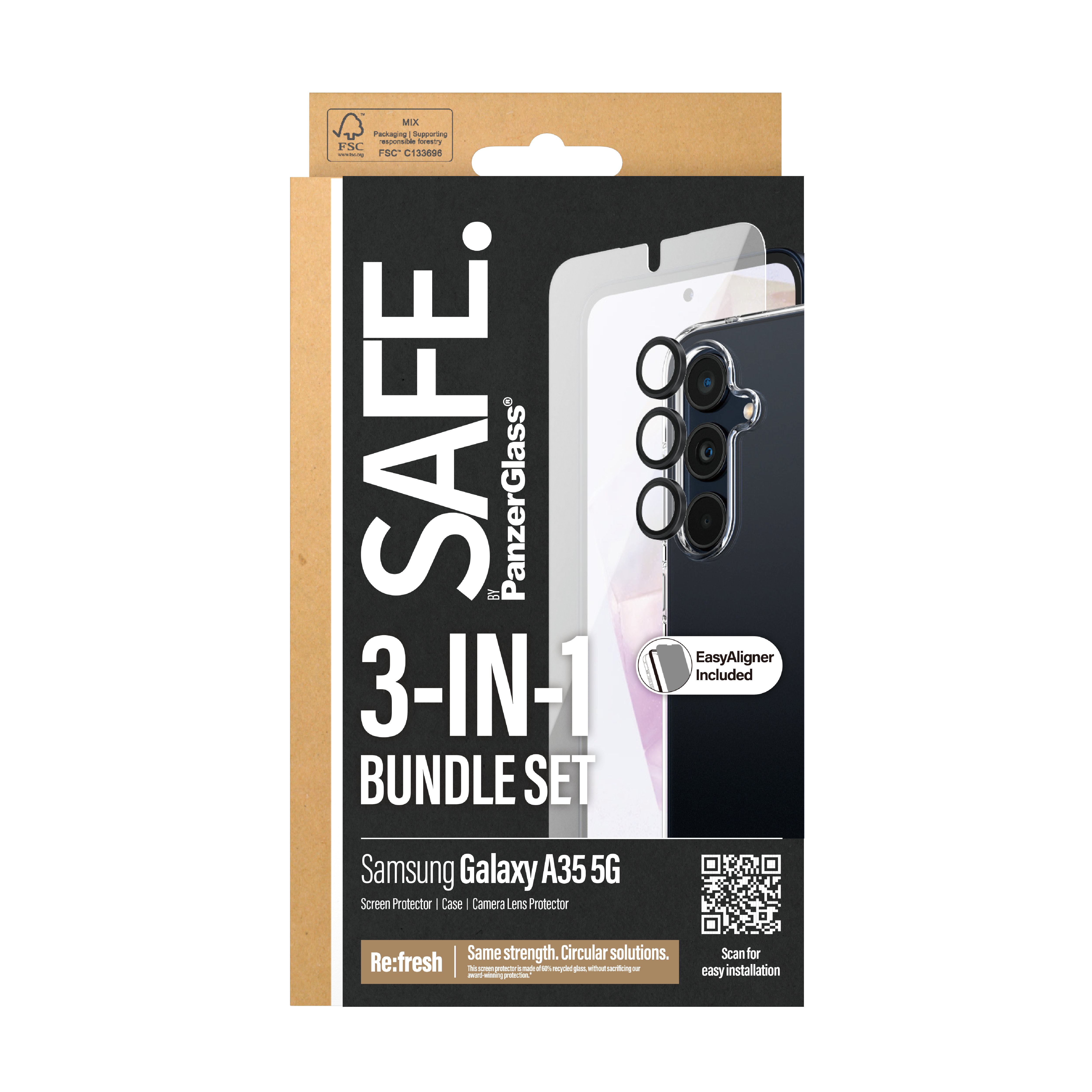SAFE BUNDLE SAMSUNG A35 5G SCREENPROTEC+TPUCASE+CAMERARINGS