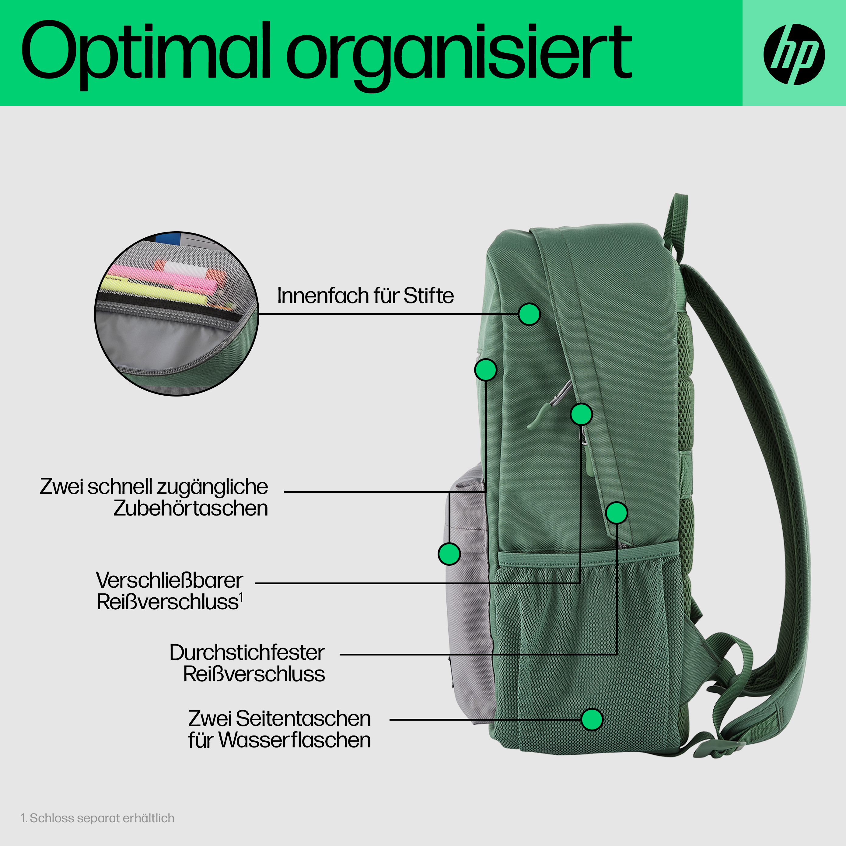 HP Campus Green Backpack (P)