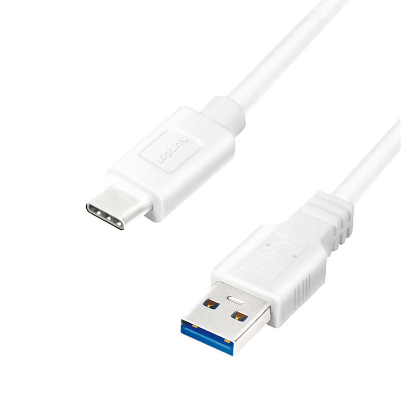 Logilink USB-C Kabel 3.2 Gen1, C/M zu USB-A/M, weiß 3 m