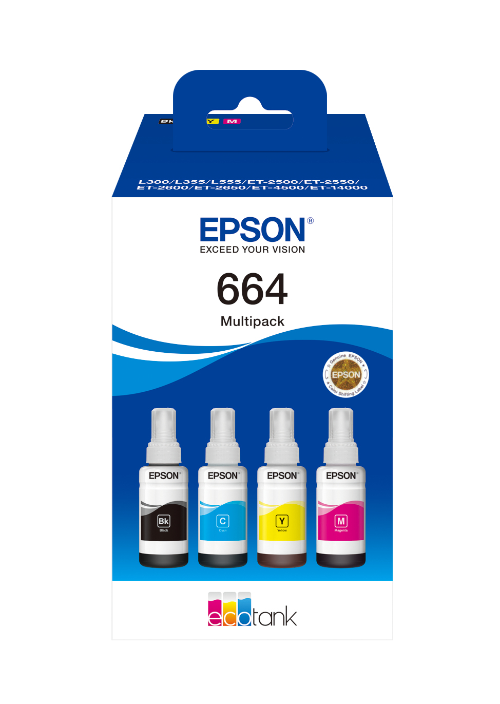 EPSON T6646 schwarz, cyan, magenta, gelb Tintenflaschen, 4er-Set