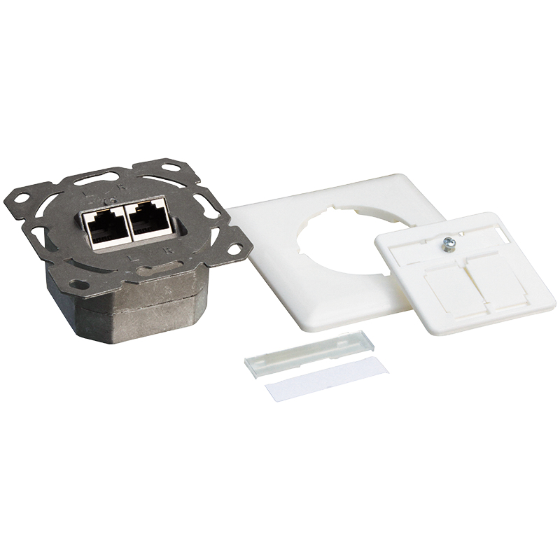 Logilink Cat.6A Anschlussdose, 2x RJ45,weiß, waagerecht