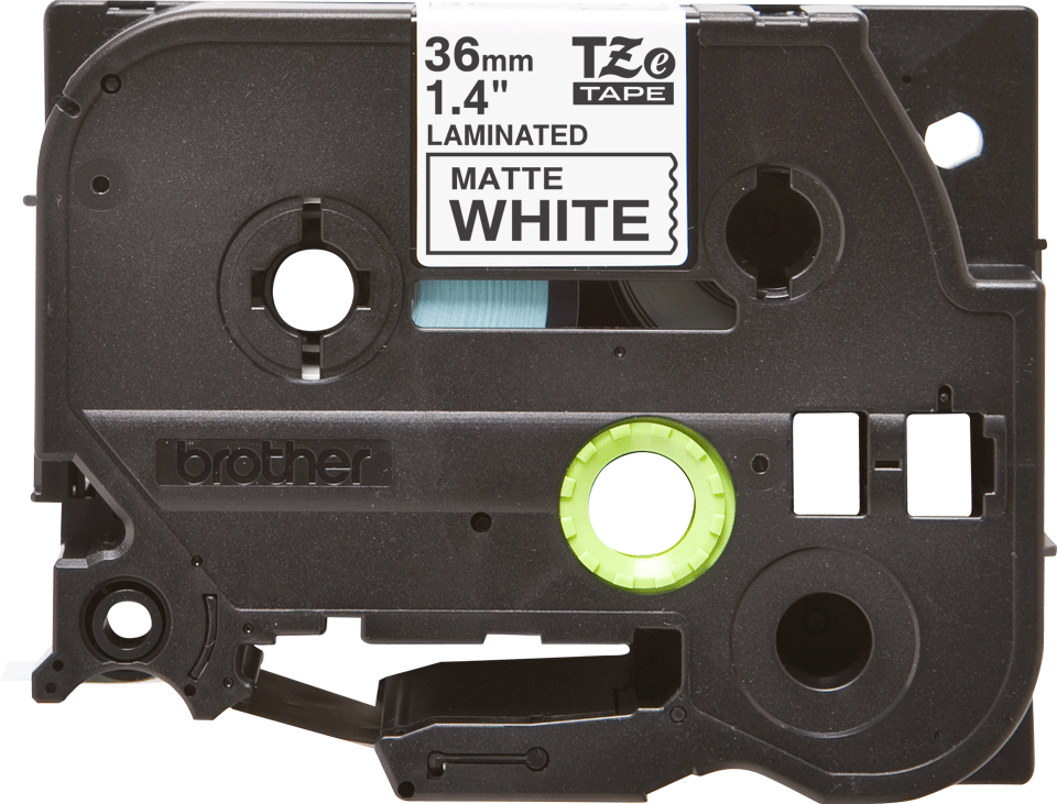 TZE-M261 LAMINATED TAPE 36MM 8M WHITE MATT/BLACK