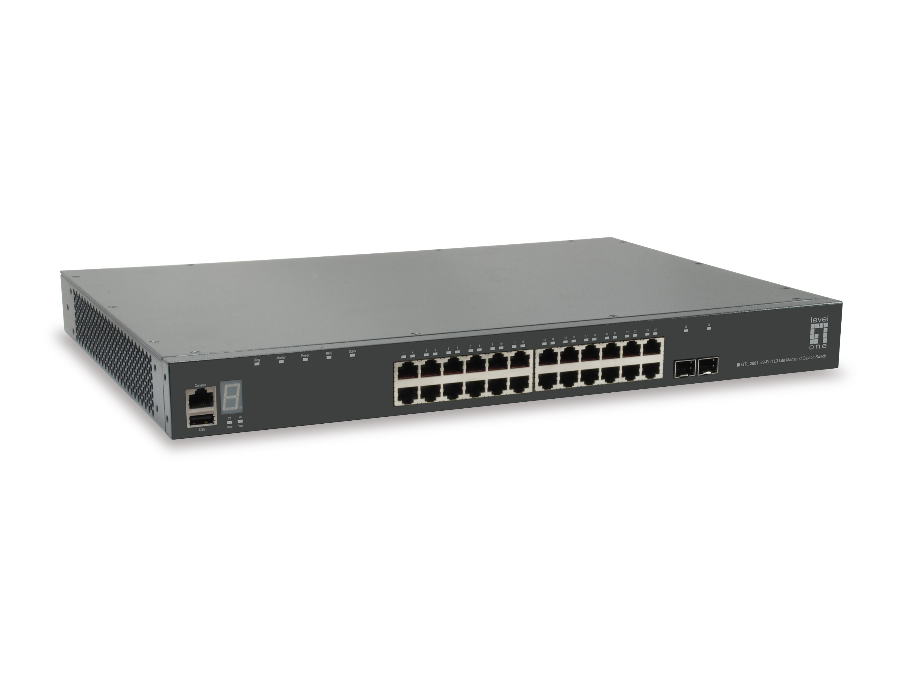 LevelOne Switch 24xGE/1x10G Module KILBY 19 Managed L3