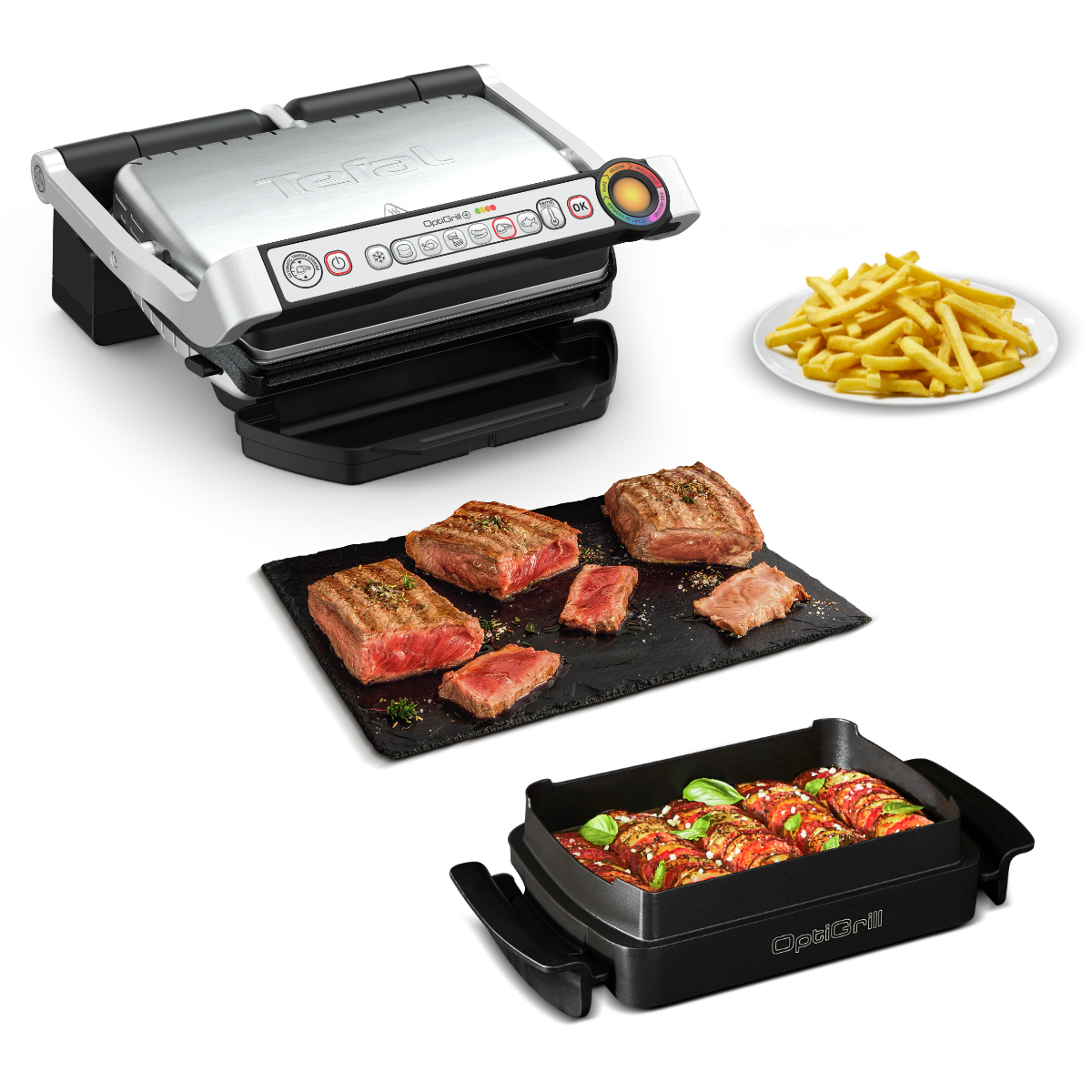 Tefal Optigrill+ Snacking&Baking GC714D Kontaktgrill mit Backschale