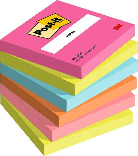 Post-it® Poptimistic Collection Haftnotizen farbsortiert, 6 Blöcke