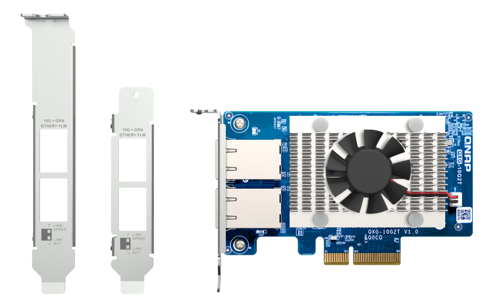 QNAP Dual-port BASET 10GbE network expansion card low-profile form factor PCIe Gen3 x4 Aquantia AQC107