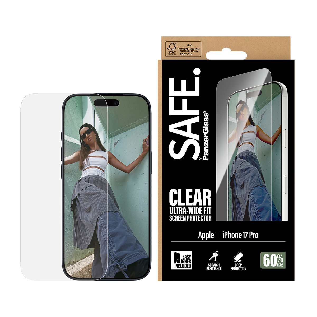 SAFE. BY SCREEN PROTECTOR IPHON ULTRA-WIDE FIT W. EASYALIGNER