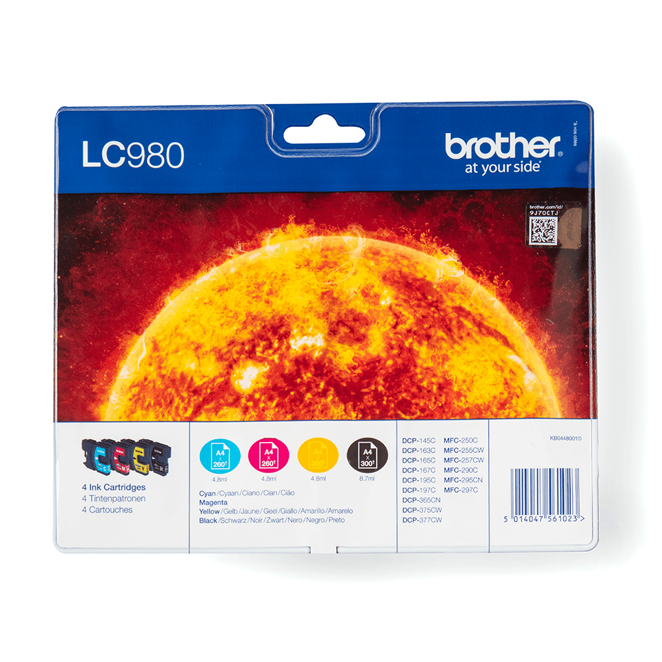 brother LC-980BK/C/M/Y schwarz, cyan, magenta, gelb Druckerpatronen, 4er-Set