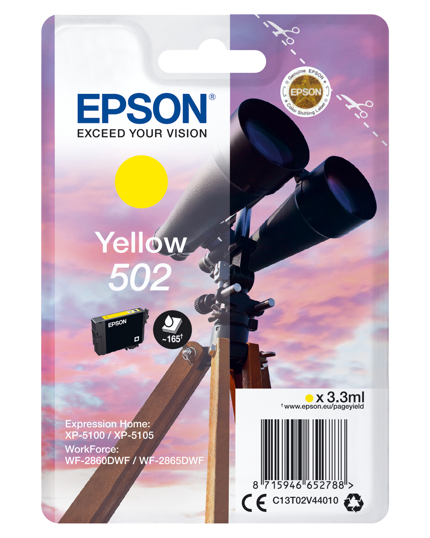 EPSON 502/T02V44 (Fernglas) gelb Druckerpatrone