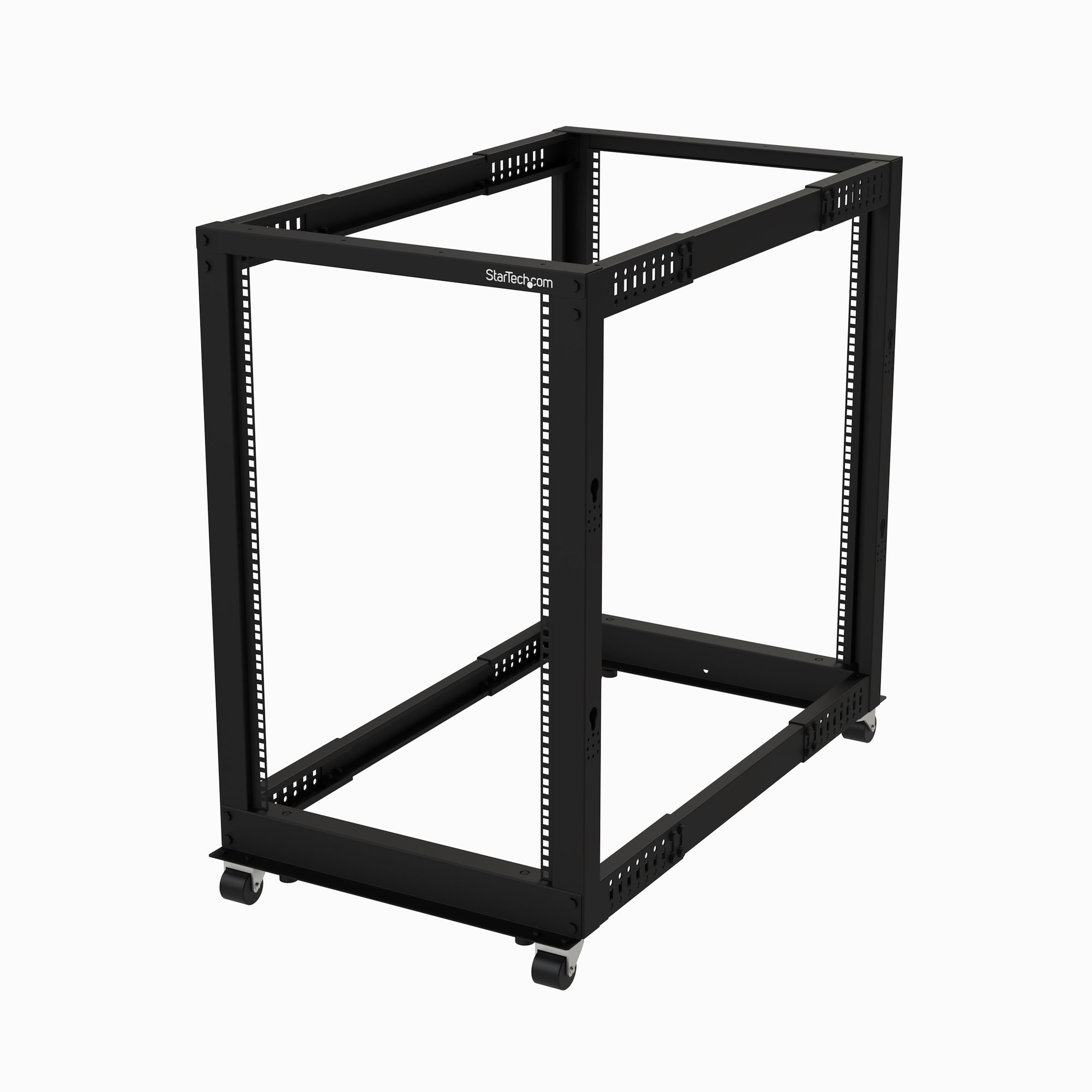 STARTECH.COM 18U Open Frame Rack - 4 Post - 22-40in. Adjustable Depth - 1200lb. Weight Capacity - w/ Casters and Cable Hooks