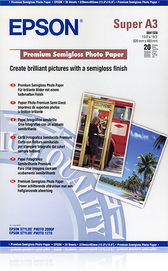 Epson Premium Semigloss Fotopapier A3+ 250 g/m² 20 Blatt Halb-Glanz