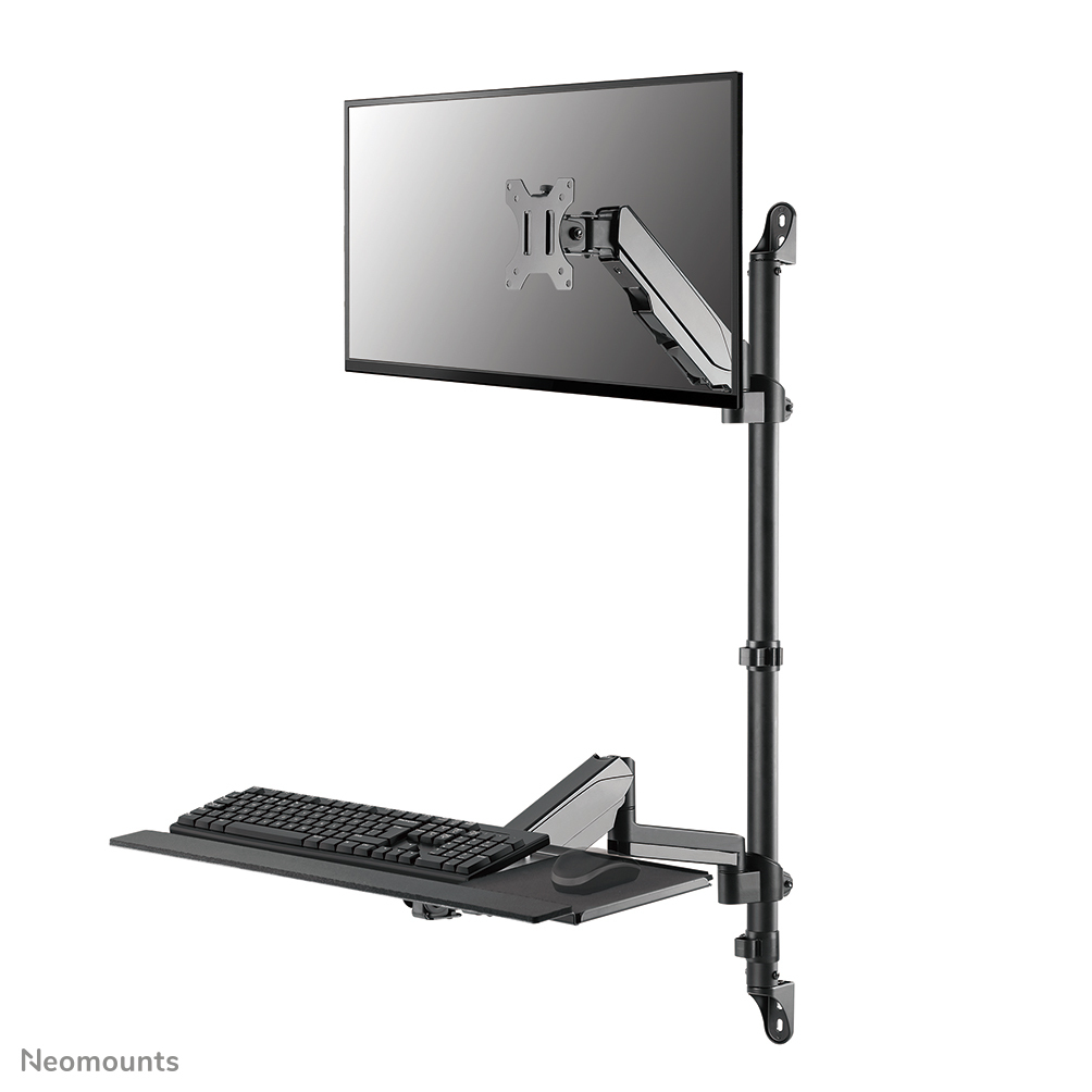 NEOMOUNTS wall mounted sit-stand workstation Screen Keyboard & Mouse