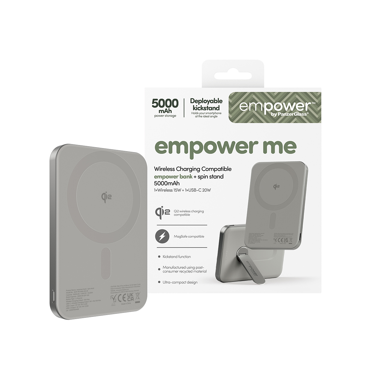 EMPOWER BANK W. SPIN STAND 5000MAH TITANIUM